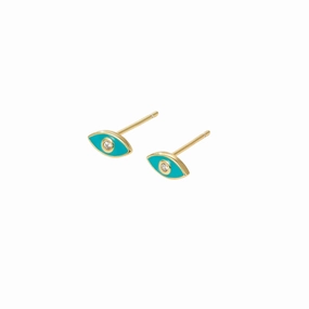 Enamel Evil Eye Turquoise Studs Creative Accent Abstract Ornament