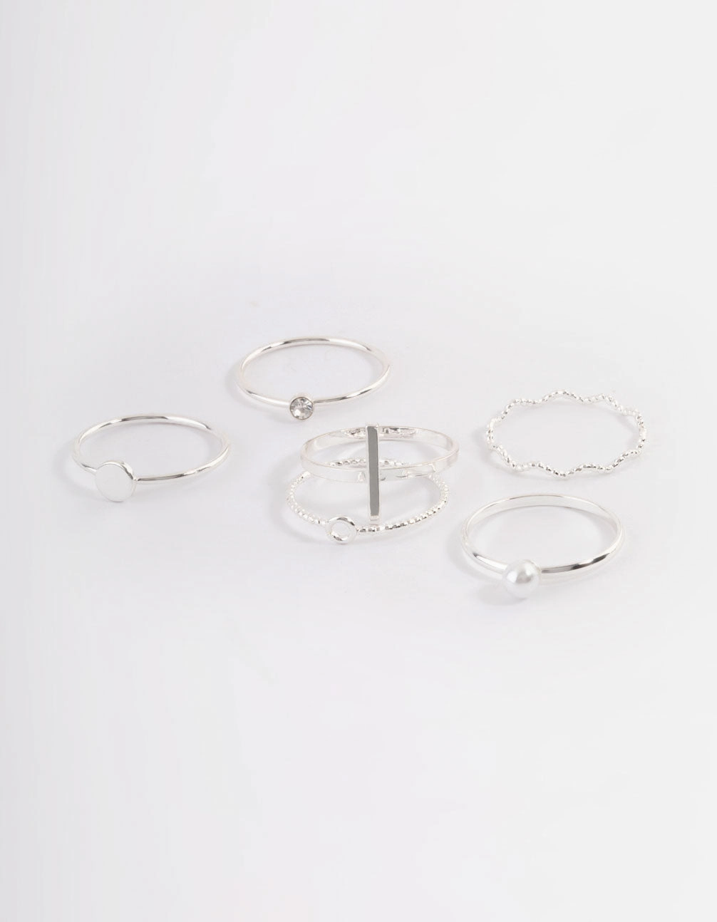 Silver Dainty Pearly Ring 6-Pack Artful Sparkle