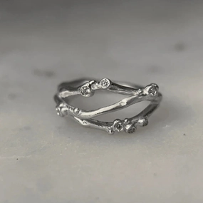 Encrusted 3 Branch Ring - Silver Elegant Shine Charming Jewelry Pieces