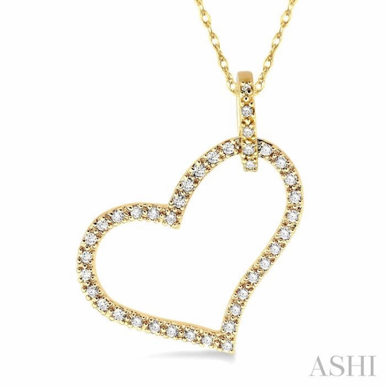 1/4 Ctw Round Cut Diamond Heart Pendant in 10K Yellow Gold with Chain Online Adornment Work Outfit