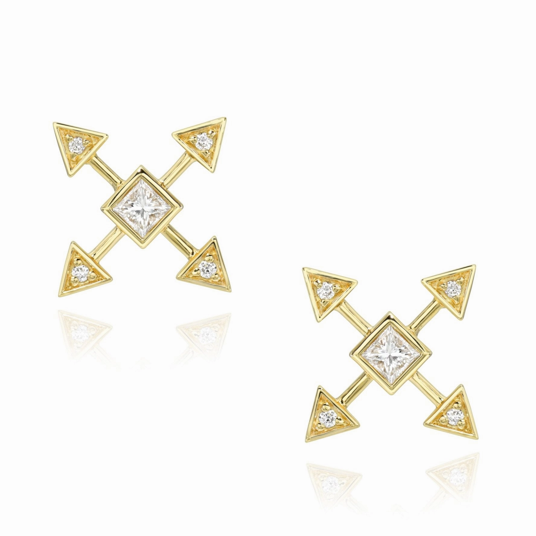 Gleaming Feature Dainty Pure Energy Post Earrings - 18k Gold   Diamonds