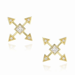 Gleaming Feature Dainty Pure Energy Post Earrings - 18k Gold   Diamonds