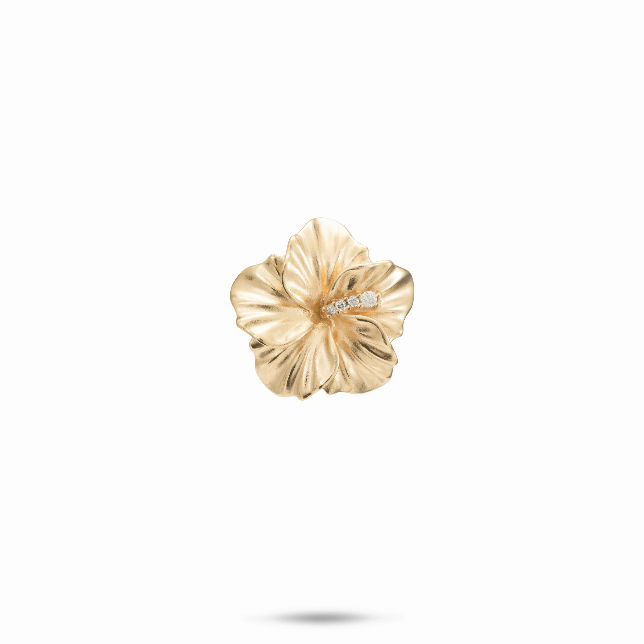 All Seasons Hawaiian Gardens Hibiscus Pendant in Gold with Diamonds - 15mm