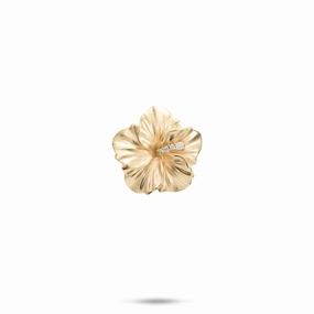 All Seasons Hawaiian Gardens Hibiscus Pendant in Gold with Diamonds - 15mm