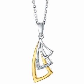 Two-Tone Sterling Silver Fluttering Petals Pendant Fine Accessory Personal Statement