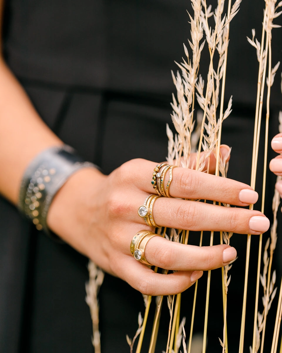 Eternity Diamond Band - 18ky Gold   Colored Diamonds Fine Finish