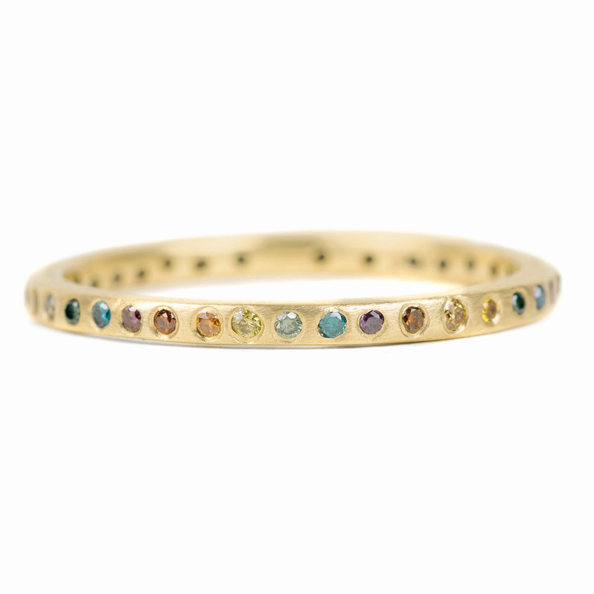 Bridal Touch Alluring Edge Eternity Diamond Band - 18ky Gold   Colored Diamonds