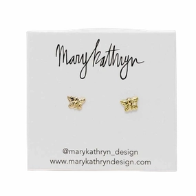 Soft Glimmer 14k Gold Butterfly Studs