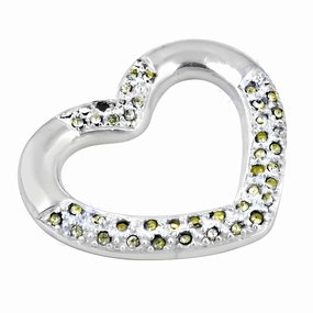 Initial Adornment Work Meeting 925 Silver Heart Style CZ Pendant - Round Cubic Zirconia White Pendant