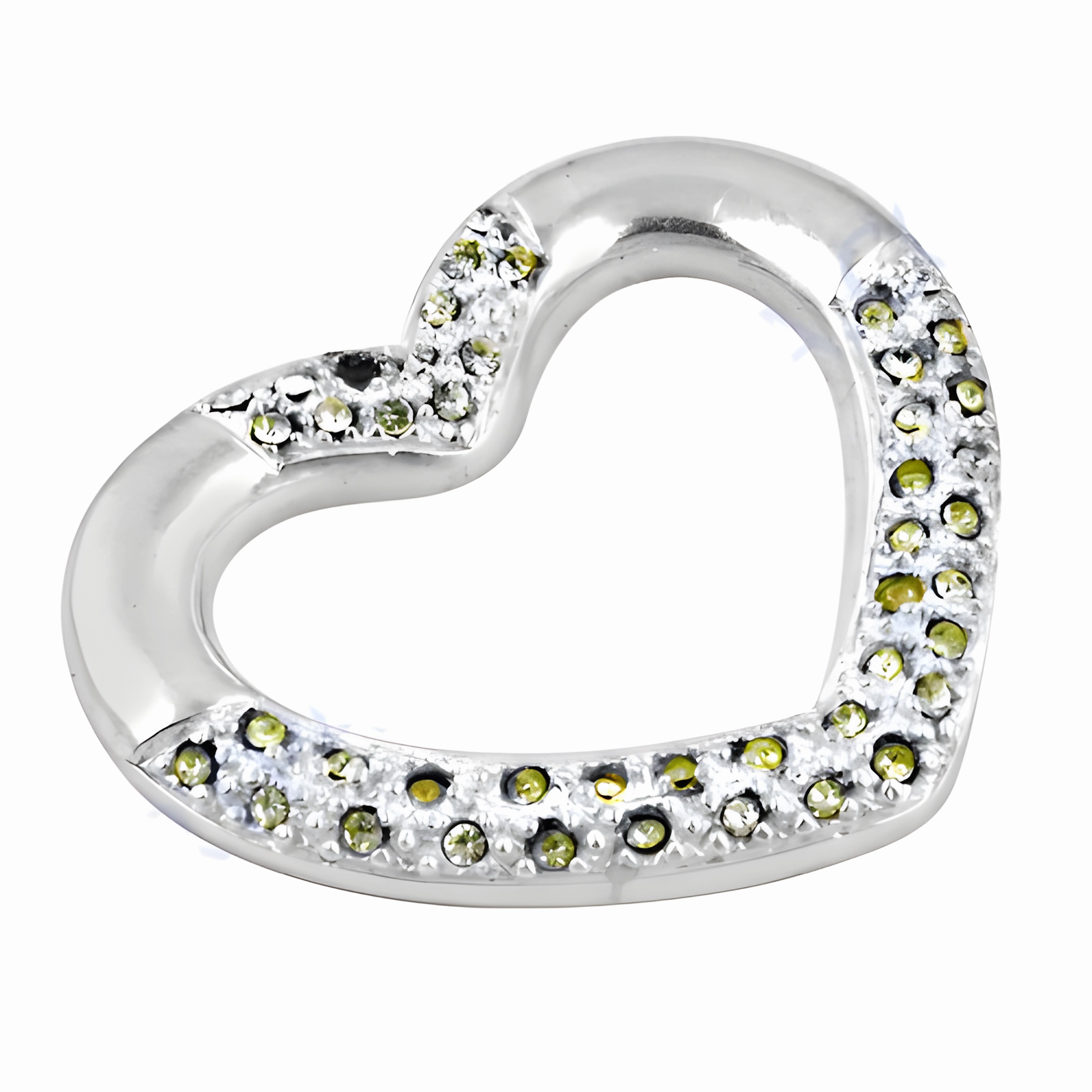 Initial Adornment Work Meeting 925 Silver Heart Style CZ Pendant - Round Cubic Zirconia White Pendant