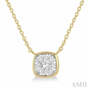 1/6 Ctw Cushion Shape Lovebright Diamond Pendant With Chain in 14K Yellow and White Gold Pure Finish Party Present