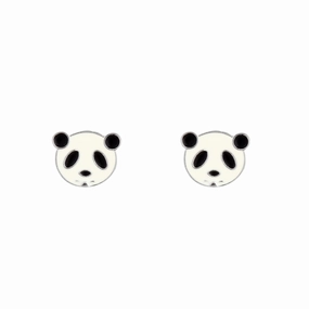 Mini Panda Face Stud Earrings Layered Detail