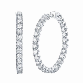 14K White Gold Lab-Grown 2.05ctw Diamond 'Inside-Out' Hoop Earrings Sophisticated Selection