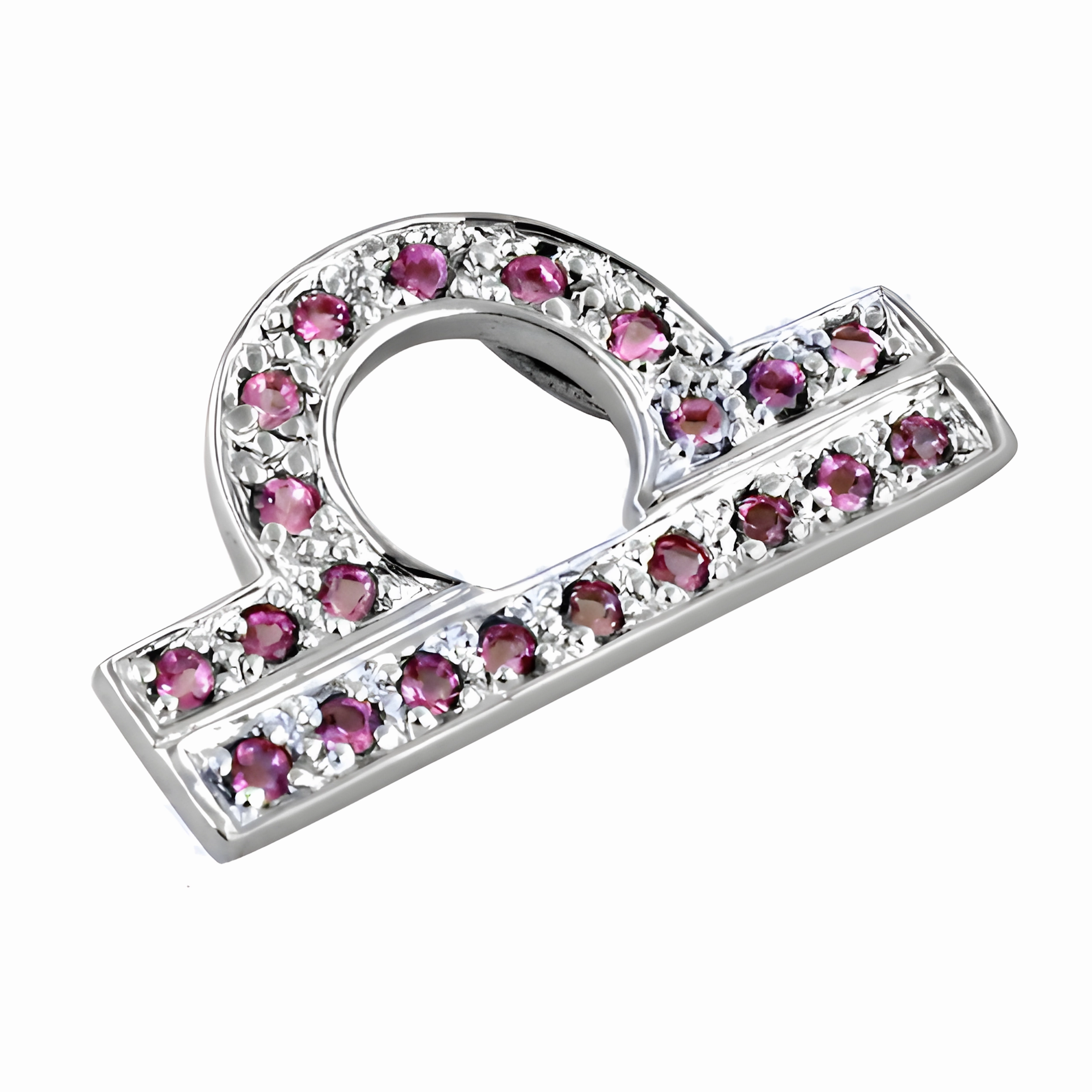 Sophisticated Detail Elegant Pink Cubic Zirconia Gemstone Silver Pendant - Stylish Jewelry