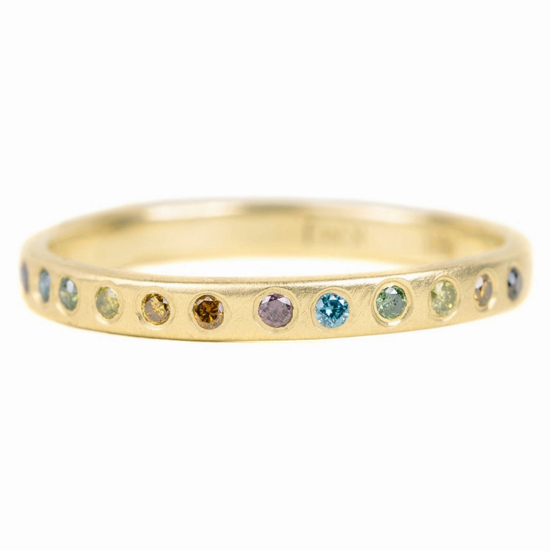 Everyday Diamond Band - 18ky Gold   Colored Diamonds Minimal Glow