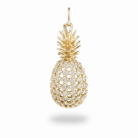 Cool Style High-Quality Ornament Pineapple Pendant in Gold with Diamonds - 30mm