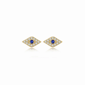 Evil Eye Blue Spark Gold Studs Stunning Aesthetic Exquisite Must-Have