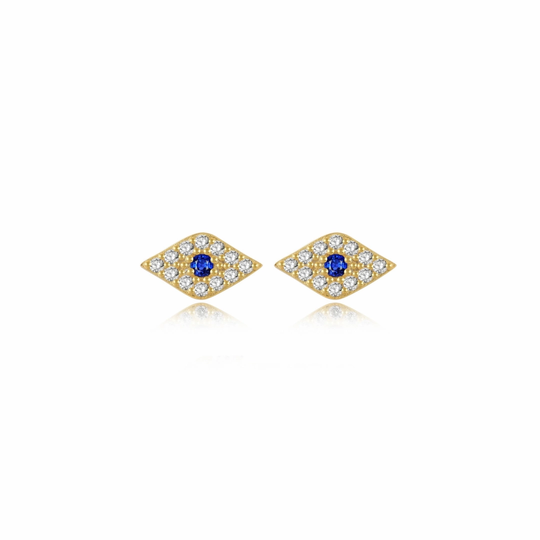 Evil Eye Blue Spark Gold Studs Stunning Aesthetic Exquisite Must-Have