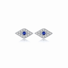 Festive Ornament Evil Eye Blue Spark Silver Studs