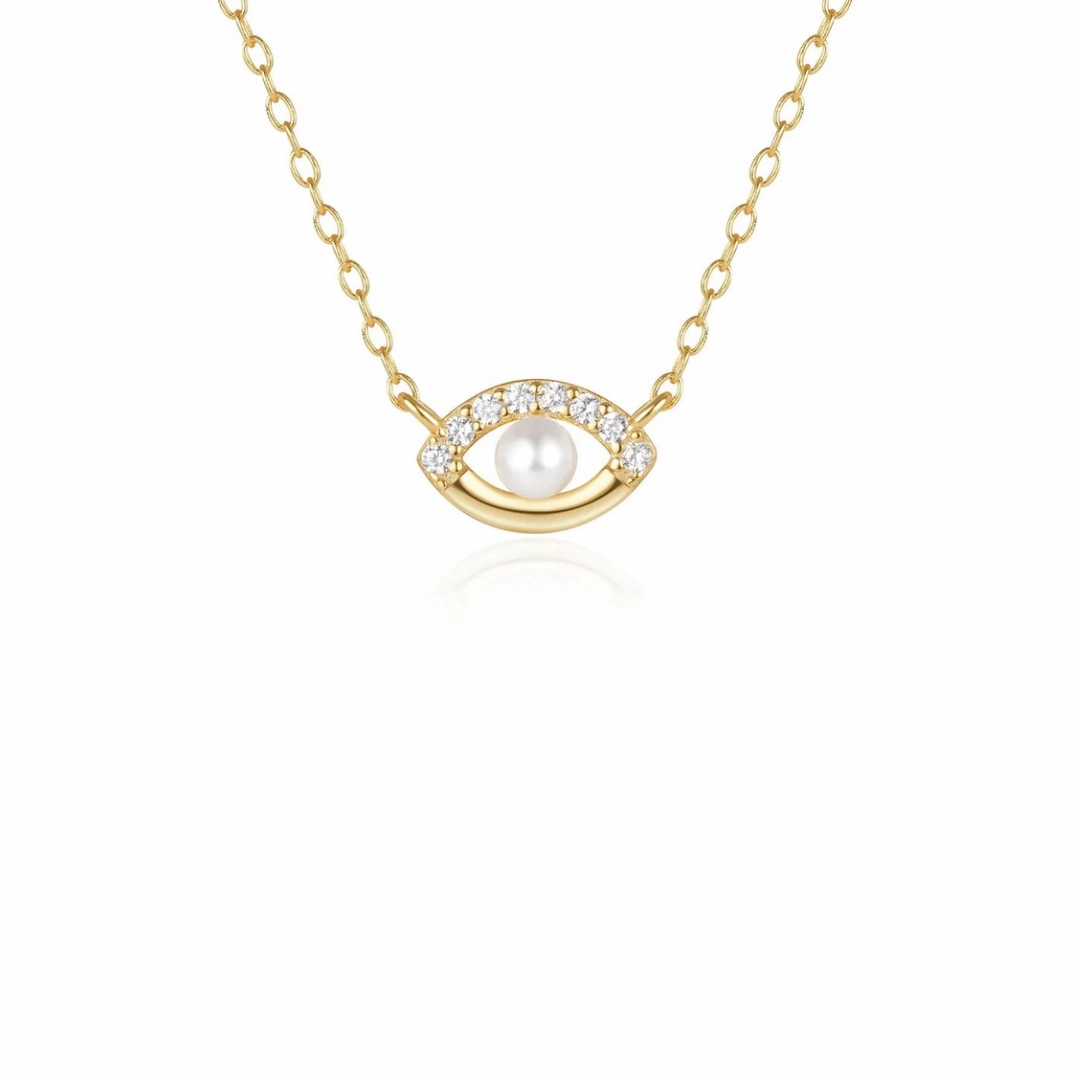 Symbolic Accessory EVIL EYE PEARL NECKLACE