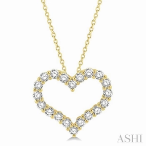 1 Ctw Heart Shape Round Cut Diamond Pendant With Chain in 14K Yellow Gold Minimalist Jewelry Casual Touch