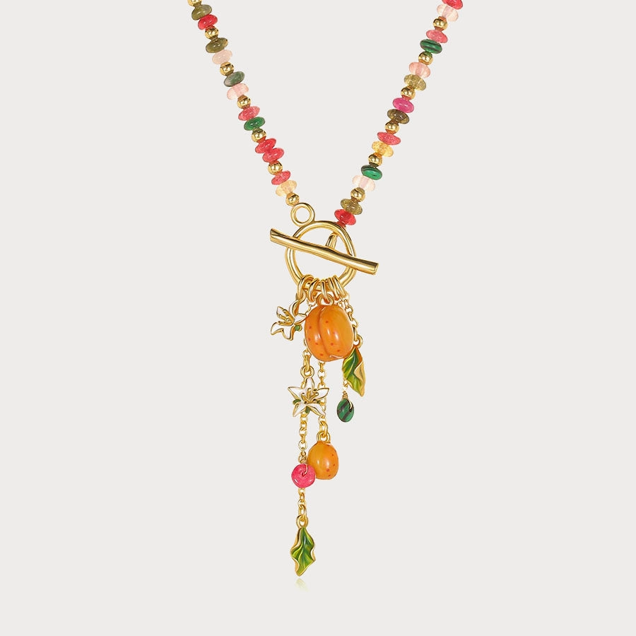 Colorful Beaded Golden Plum Necklace Soft Reflection Luxe Pick