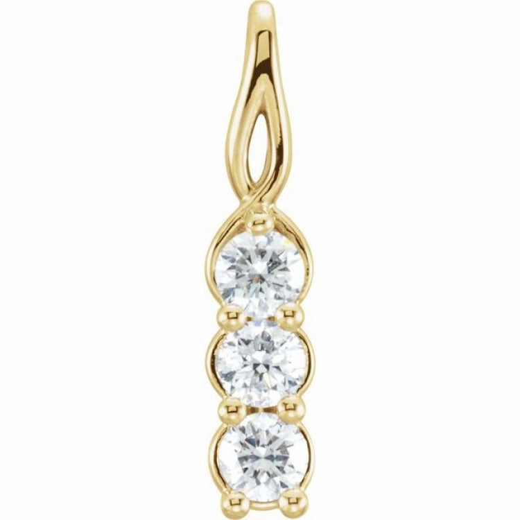 14K Yellow 1/3 CTW Lab-Grown Diamond Three-Stone Pendant Bold Style