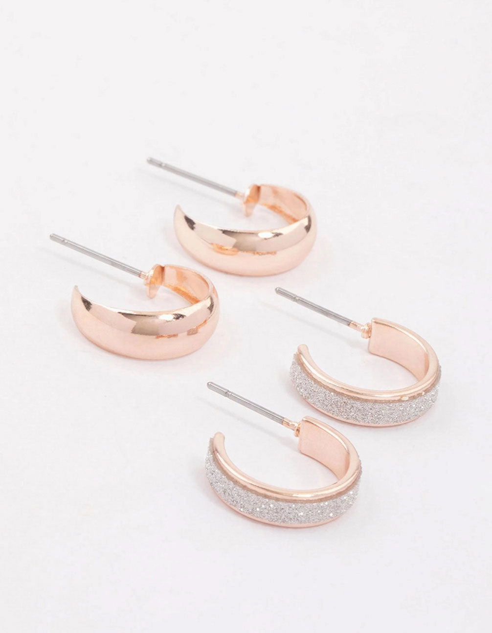 Bold Pieces Design Rose Gold Glitter Pearl Earring Pack