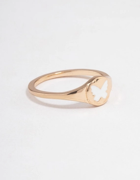 Refined Finish Seasonal Favorite Gold Butterfly Signet Ring