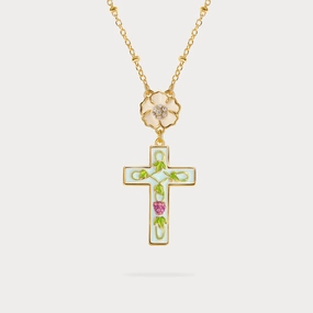 Cross Grape Flower Necklace Lifestyle Fit