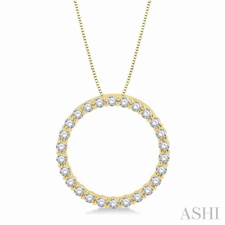 3/4 Ctw Circle of Love Round Cut Diamond Pendant With Chain in 14K Yellow Gold Classic Finish Youthful Spirit