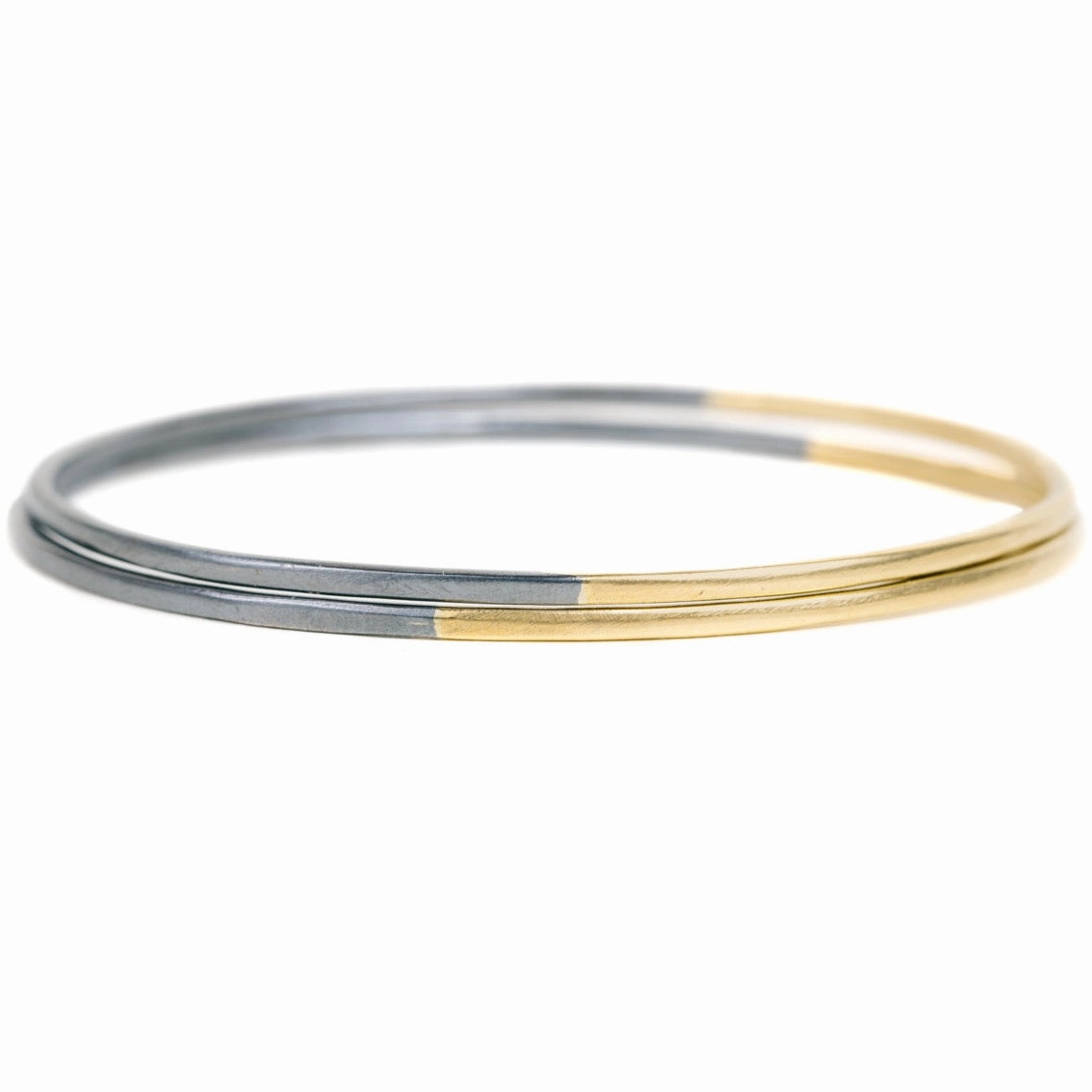 Graceful Form Classic Presence Black   Gold Legacy Stacker Bangles - 18k gold   Oxidized Silver