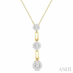 Romantic Style Superior Design 1/2 Ctw Lovebright Round Cut Diamond Paperclip Link Pendant With Chain in 14K Yellow and White Gold