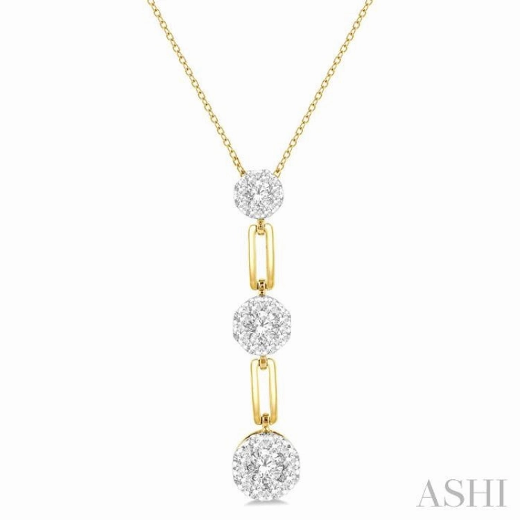 Romantic Style Superior Design 1/2 Ctw Lovebright Round Cut Diamond Paperclip Link Pendant With Chain in 14K Yellow and White Gold