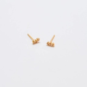 Stylish Element Summer Trinket Champagne CZ Gold Bar Earrings