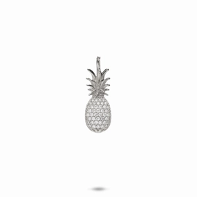 Neutral Design Adornment Pineapple Pendant in White Gold with Diamonds- 20mm