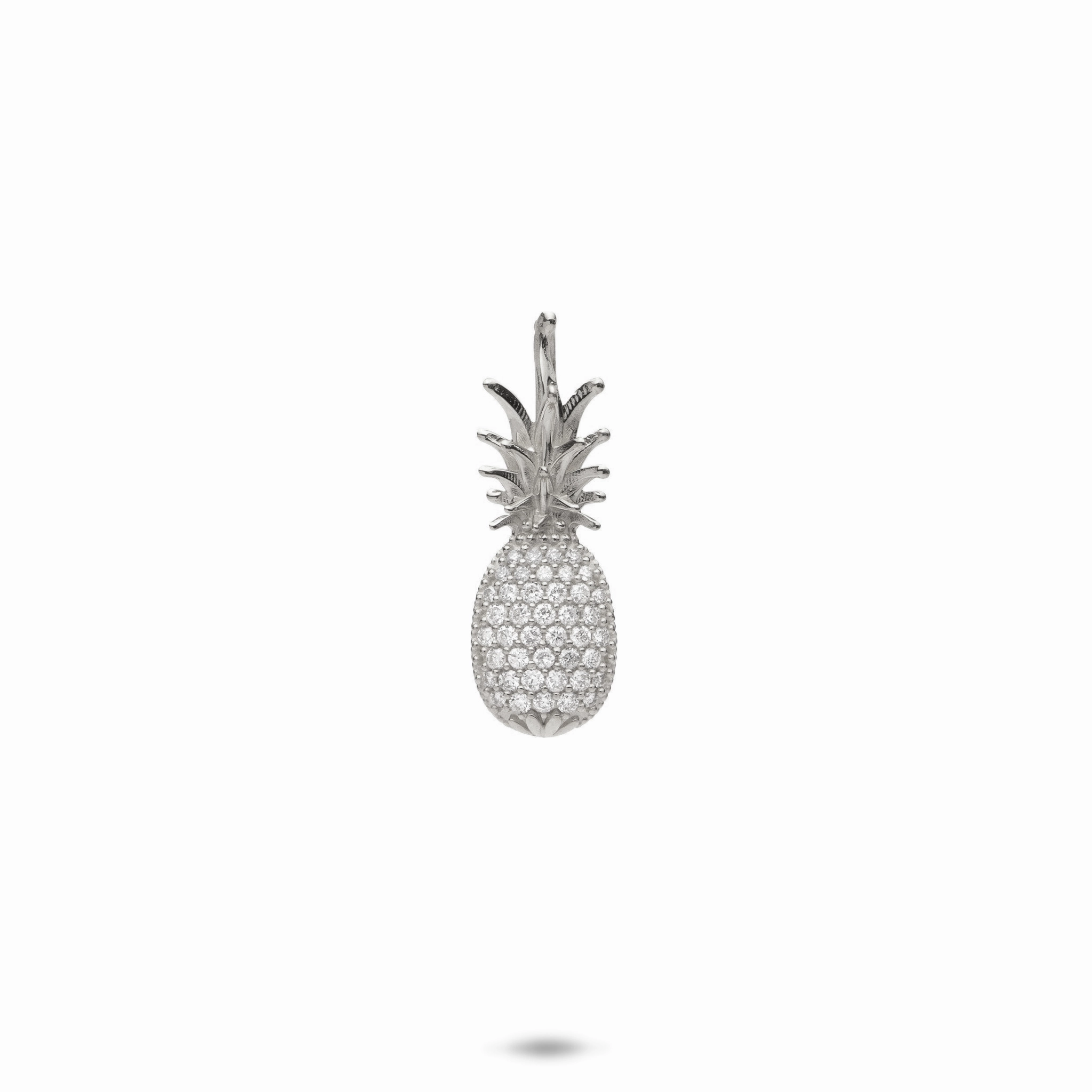 Neutral Design Adornment Pineapple Pendant in White Gold with Diamonds- 20mm
