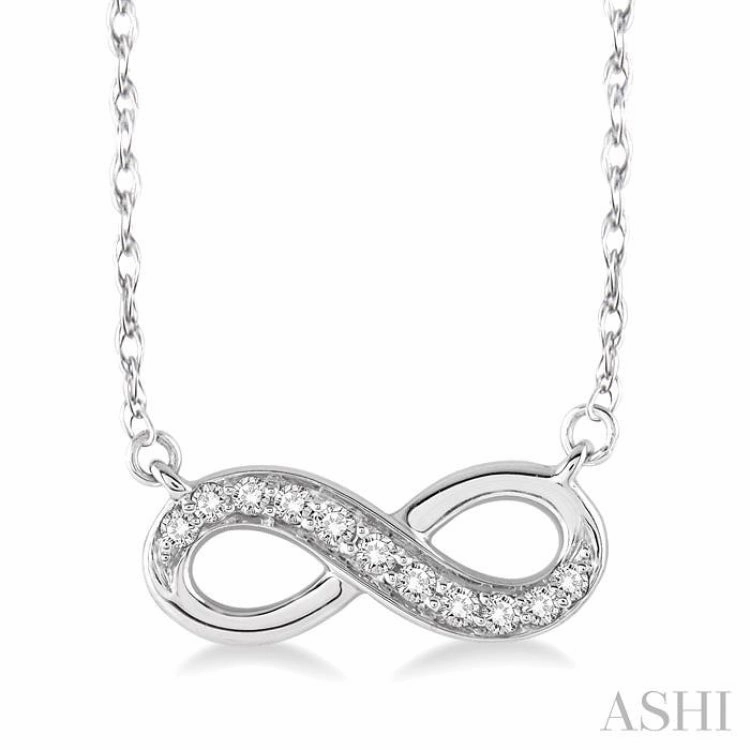 Fresh Accent 1/6 Ctw Round Cut Diamond Infinity Petite Pendant in 14K White Gold with Chain
