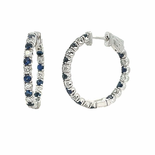Alternating Diamond and Sapphire Hoops Chic Style