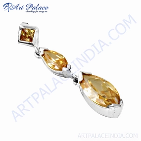 Luxury Jewelry Extra Shiny Zirconia Gemstone Silver Pendant - Sparkling Jewelry