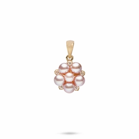 Bold Style Elegant Evenings Tiny Bubbles Lavender Freshwater Pearl Pendant in Gold with Diamonds