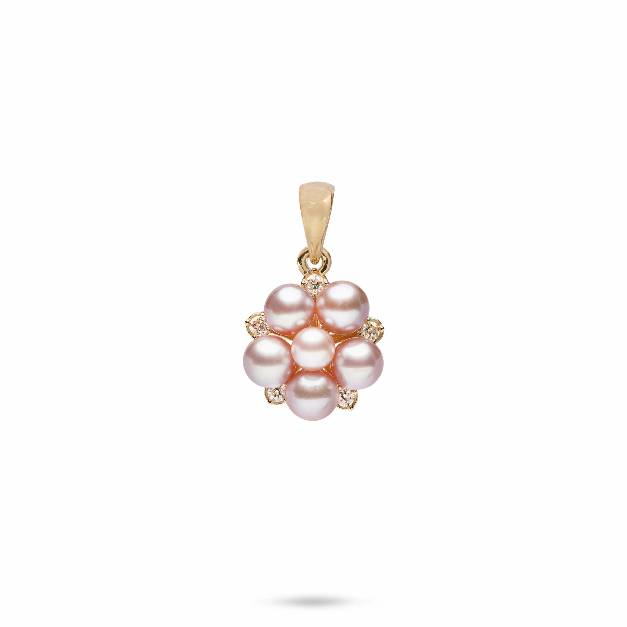 Bold Style Elegant Evenings Tiny Bubbles Lavender Freshwater Pearl Pendant in Gold with Diamonds