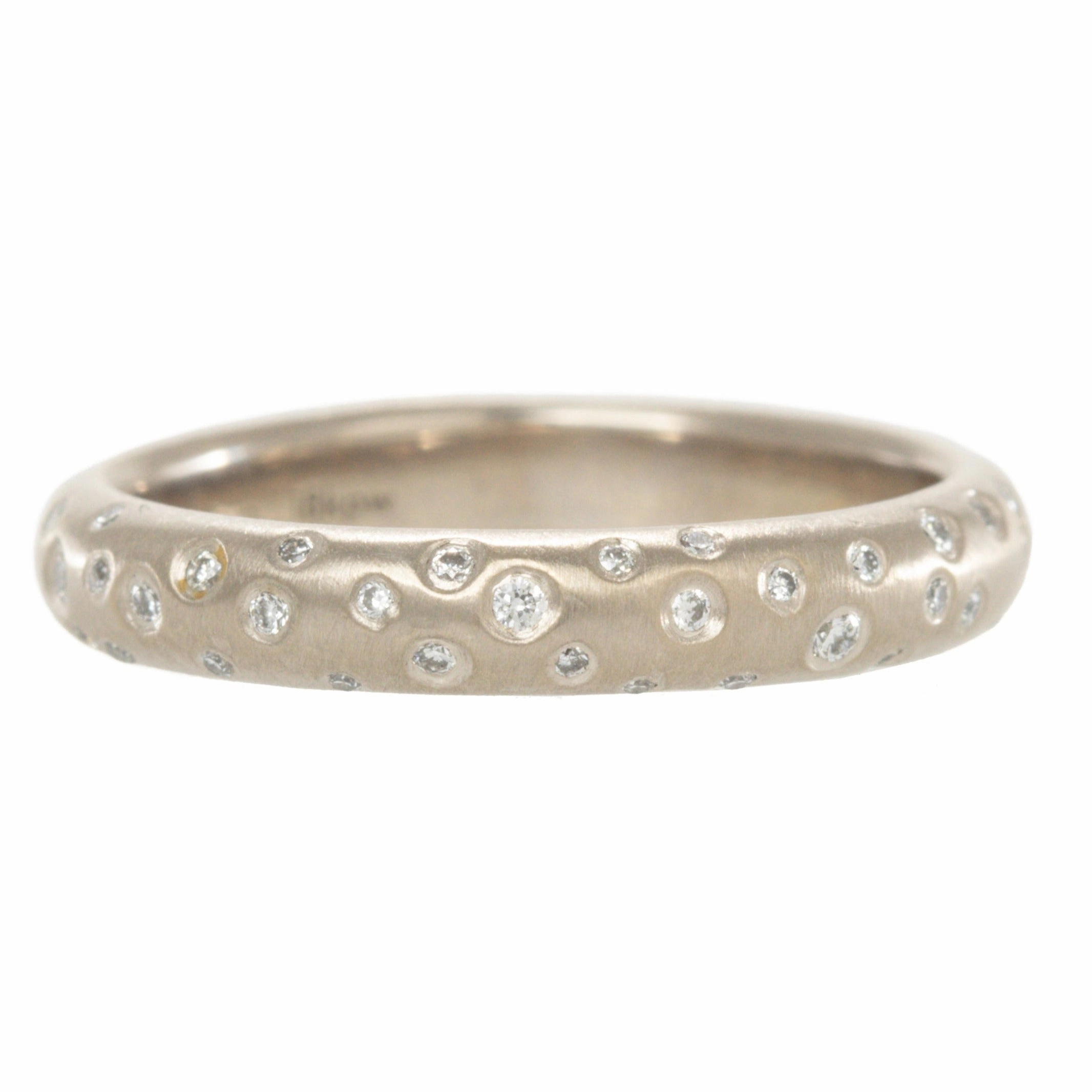 Half Round Band With Scattered Diamonds - 18k/20k Gold, Oxidized Silver   VS Diamonds Vibrant Shine Pieces Brunch Outfit