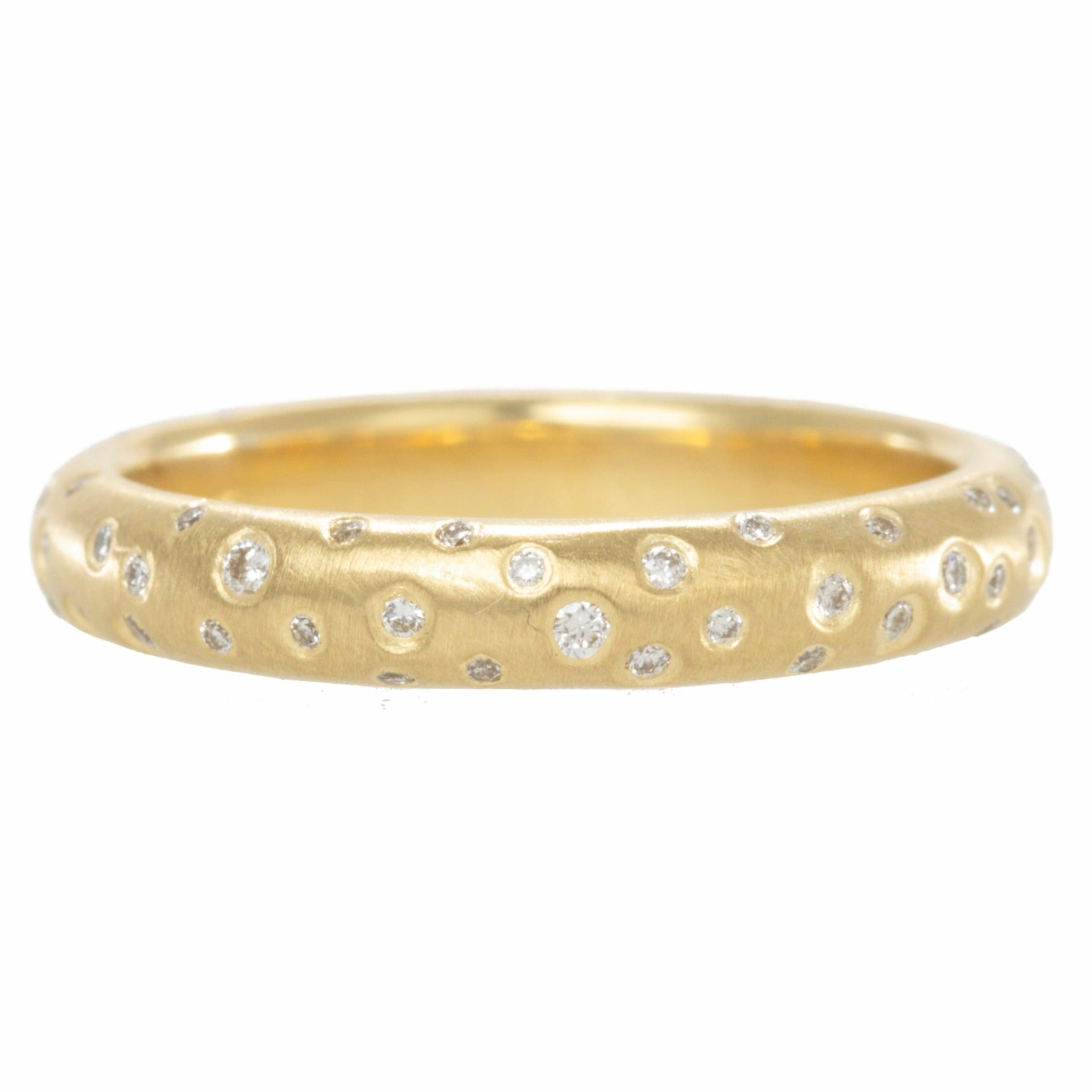 Half Round Band With Scattered Diamonds - 18k/20k Gold, Oxidized Silver   VS Diamonds Sweet Touch Bold Sparkle
