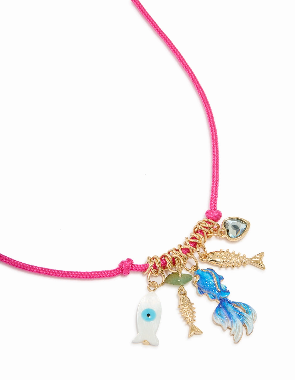 Pink Cord & Fish Charms Necklace Chic Style Gifting Vibes