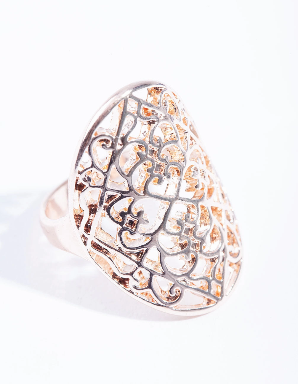 Classic Pop Rose Gold Filigree Shield Ring