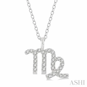 Seasonal Present Amazing Style 1/8 Ctw Virgo Round Cut Diamond Zodiac Pendant With Chain in 10K White Gold