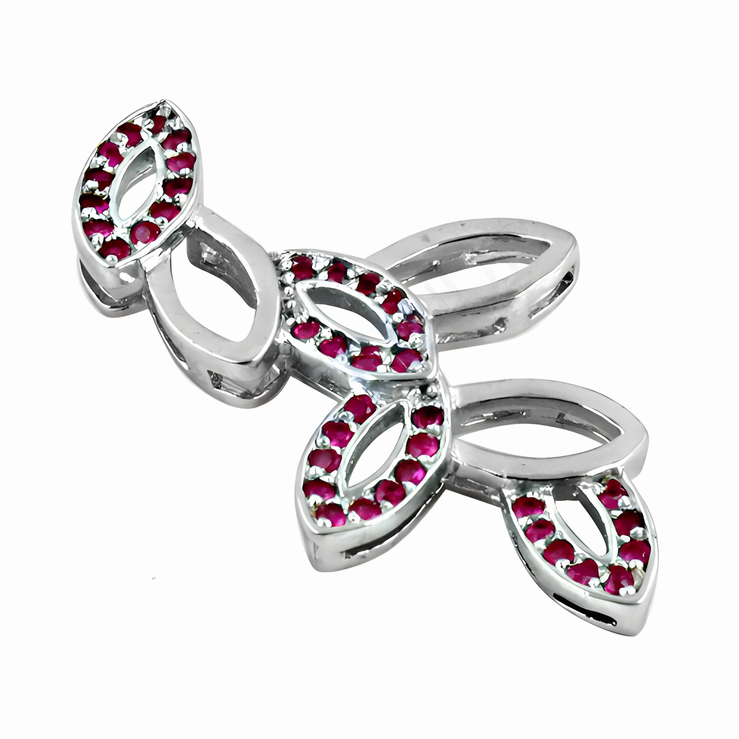 Delicate Present Graceful Design Stylish Pink Cubic Zirconia Silver Pendant - Trendy Jewelry