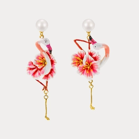 Flamingo Earrings Polished Look Shiny Gems