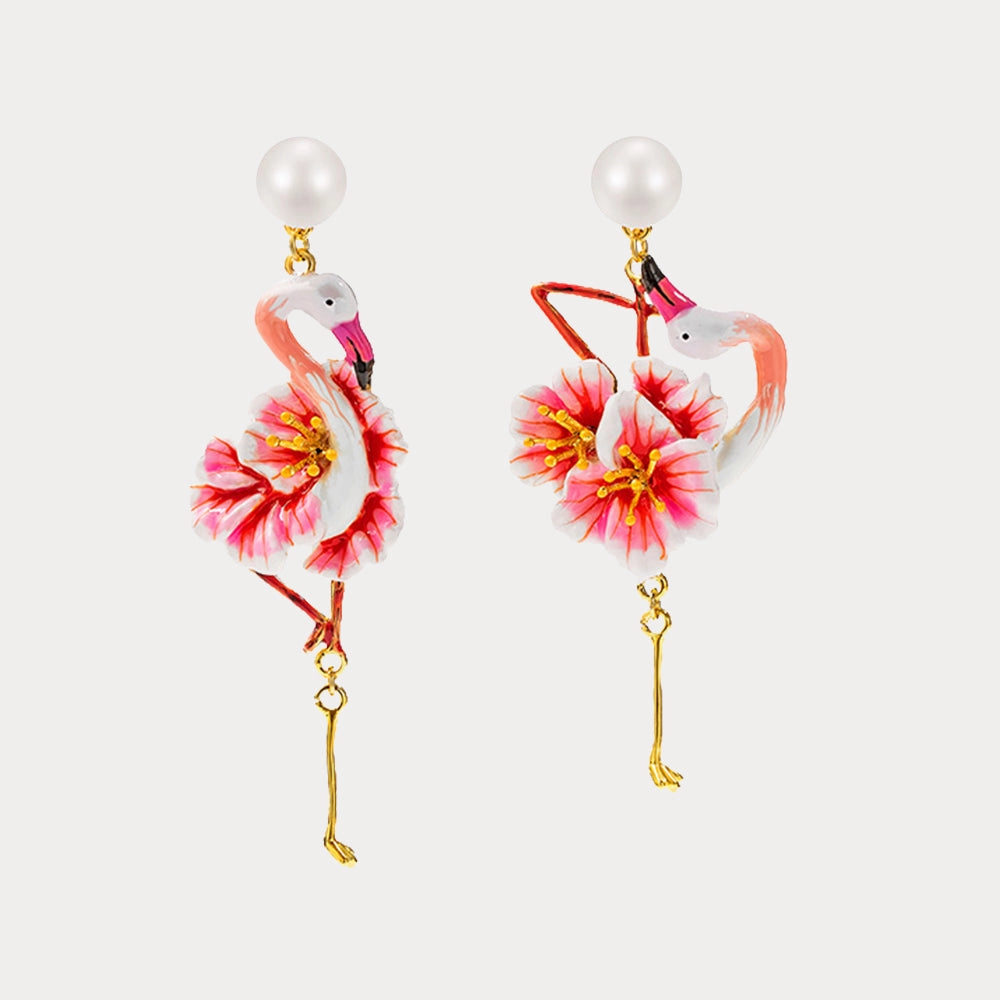 Flamingo Earrings Polished Look Shiny Gems